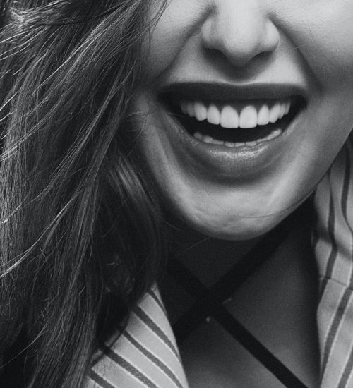 Close up of straight teeth smile